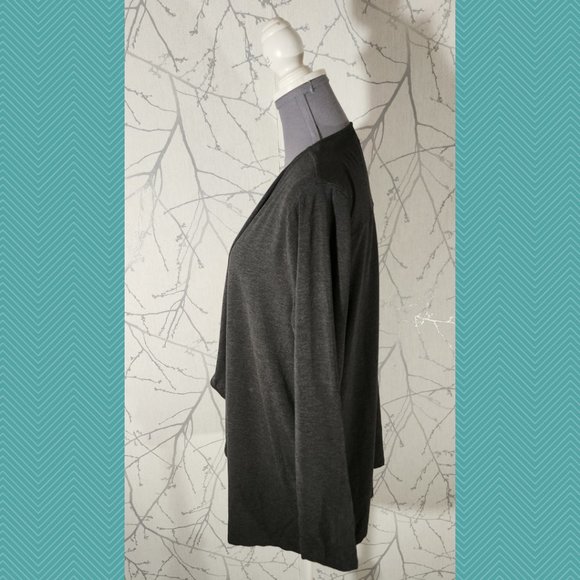 LNBF Gray Bamboo Viscose Open Front Waterfall Cardigan - Picture 2 of 4